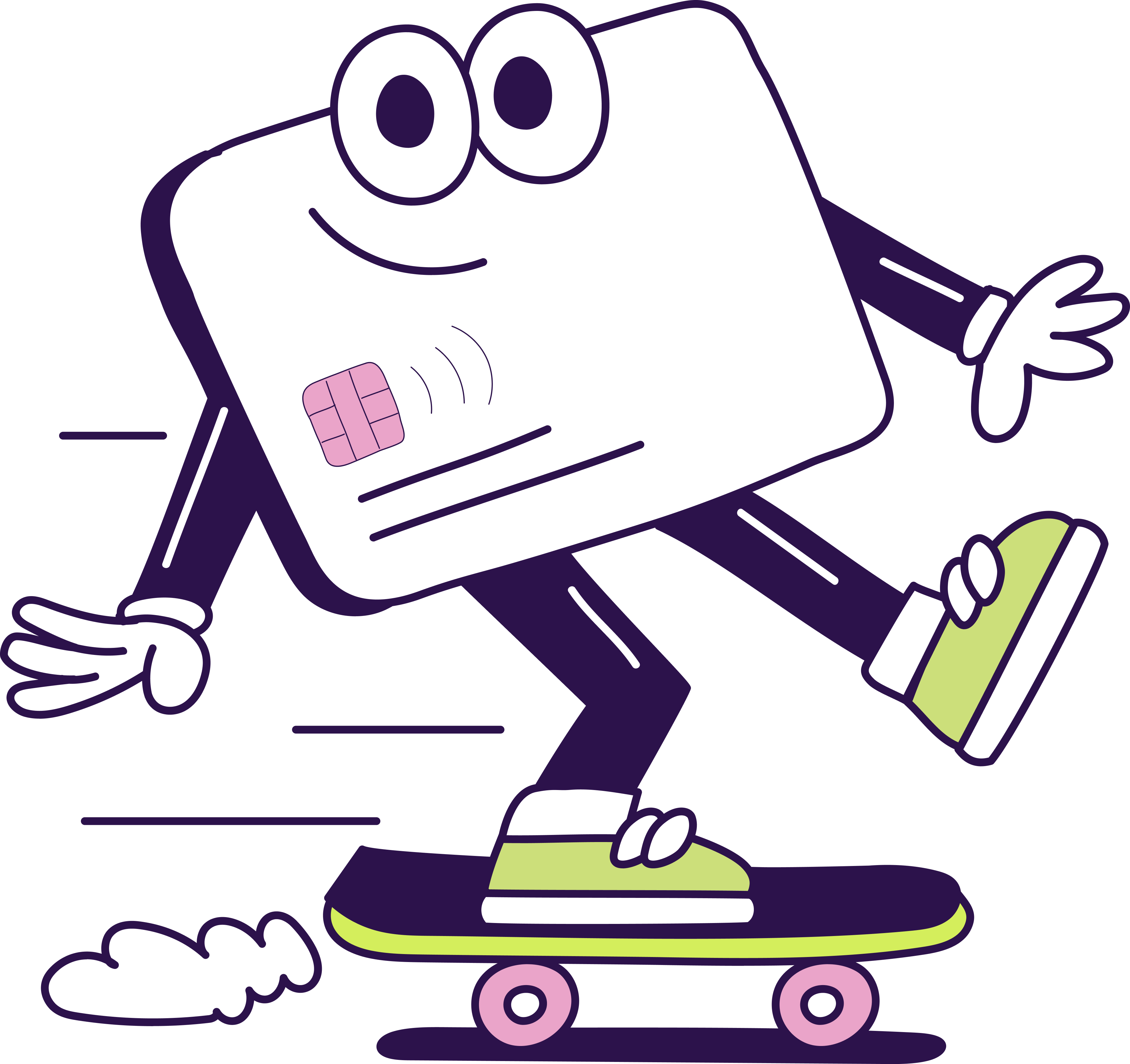Illustration einer Kreditkarte auf einem Skateboard